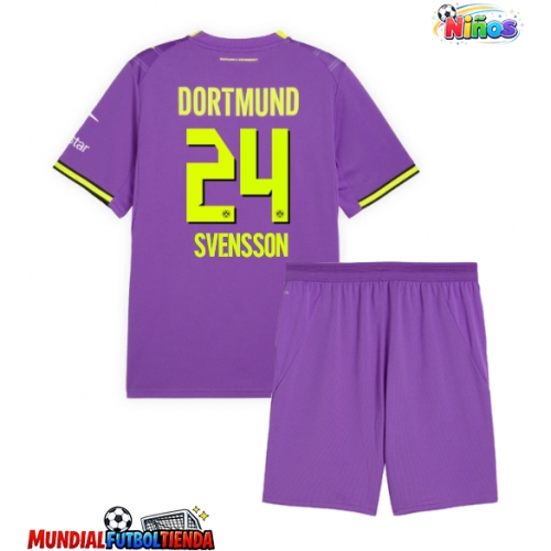 Camiseta Borussia Dortmund Daniel Svensson #24 Tercera Equipación Replica 2026-27 para niños mangas cortas (+ Pantalones cortos)